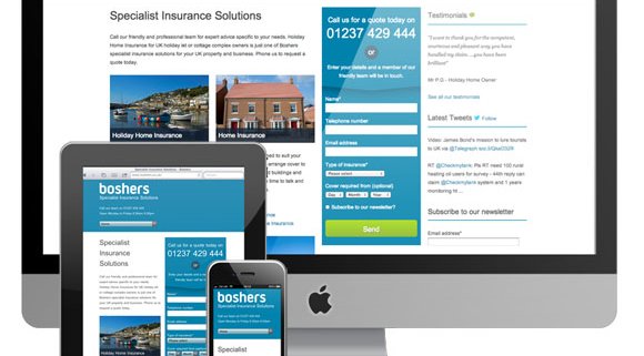 Boshers website as displayed on a range of devices